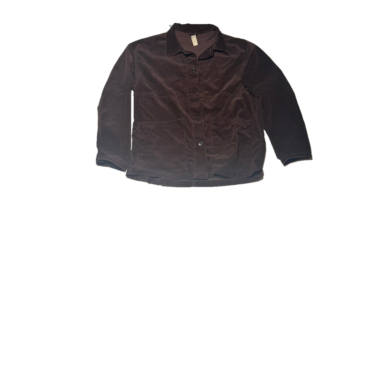 Brown Corduroy Button-Front Utility Jacket
