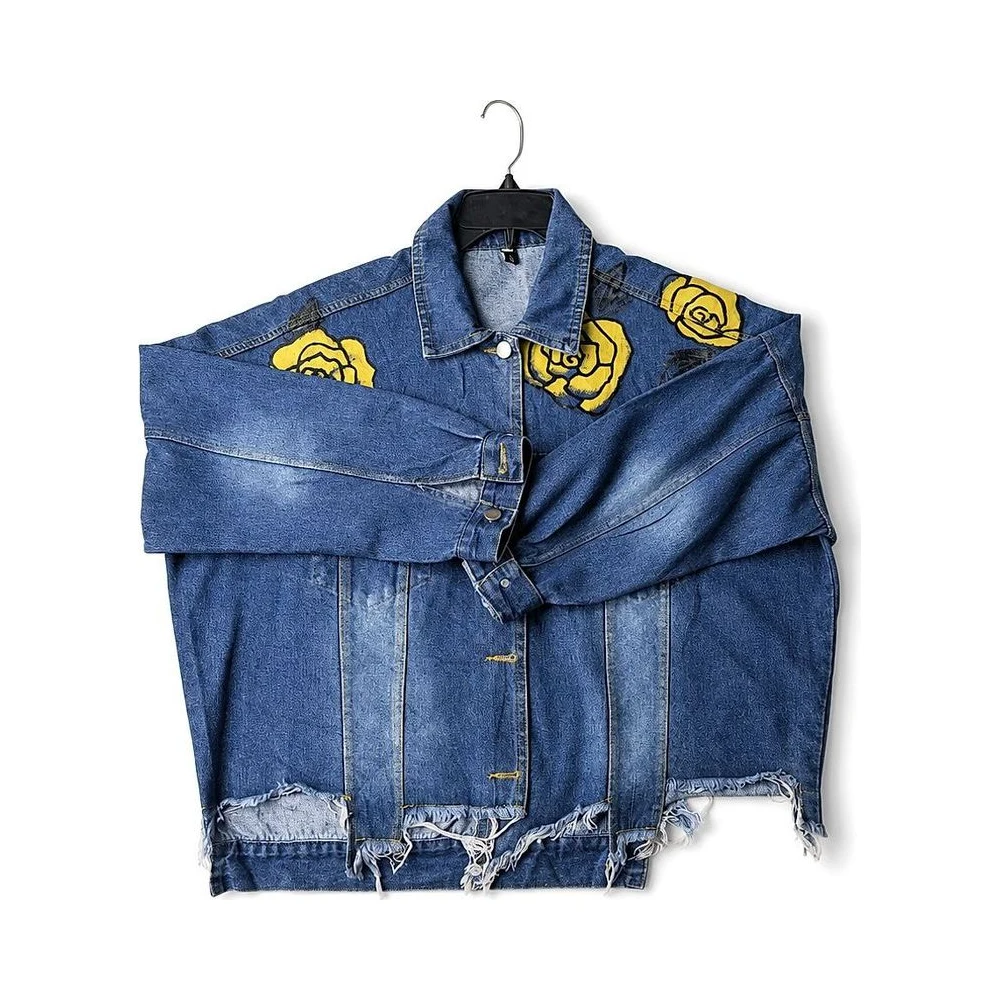 Denim Jacket with Floral Embroidery
